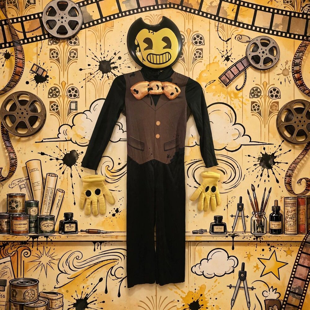 Bendy and the Ink Machine Halloween Costume Children Small Mask Gloves Boy Girl